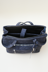 Inside view of the Rodeo Totepack Blue showing inner space and compartments.