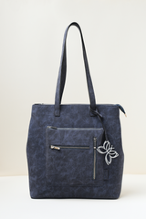 Rodeo Totepack Blue bag shown in full front view with its structured design and spacious silhouette.